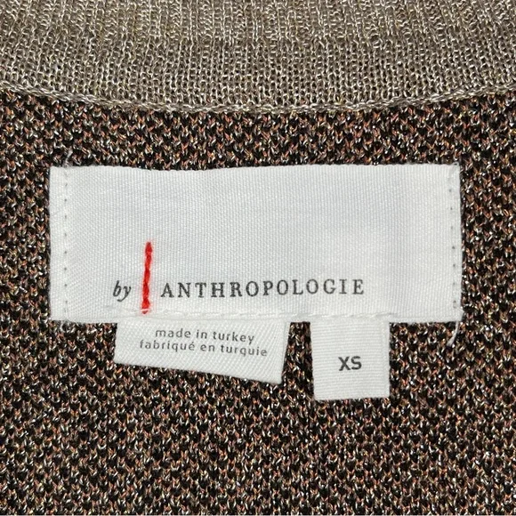 ANTHROPOLOGIE metallic leopard print 3/4 sleeve sweater top, size XS - Picture 3 of 16